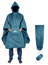 iClimb hooded 3M Thinsulate blanket poncho in blue offers outdoor warmth.