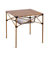 iClimb lightweight stable folding table on campsite for easy outdoor dining.