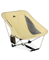 iClimb low ultralight chair beige folded for backpacking