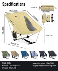 iClimb chair setup showing compact dimensions for hikers