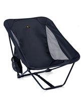 iClimb low ultralight chair with side pocket ready for backpacking rests.