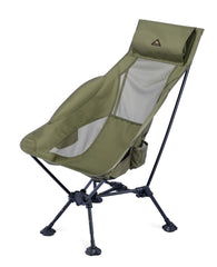 iClimb Ultralight chair setup with green triangular frame for quick outdoor lounging