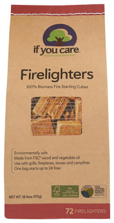 If You Care firelighters wood starting cubes 72-piece pack for quick, chemical-free ignition.