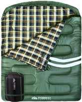IFORREST double cotton flannel sleeping bag full setup shows two-person winter camping warmth