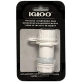 Igloo drain plug assembly with tethered cap for reliable leakage control.