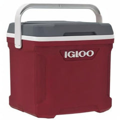Igloo Latitude 30 meteorite-white cooler, ideal for tall bottles and built-in cup holders.