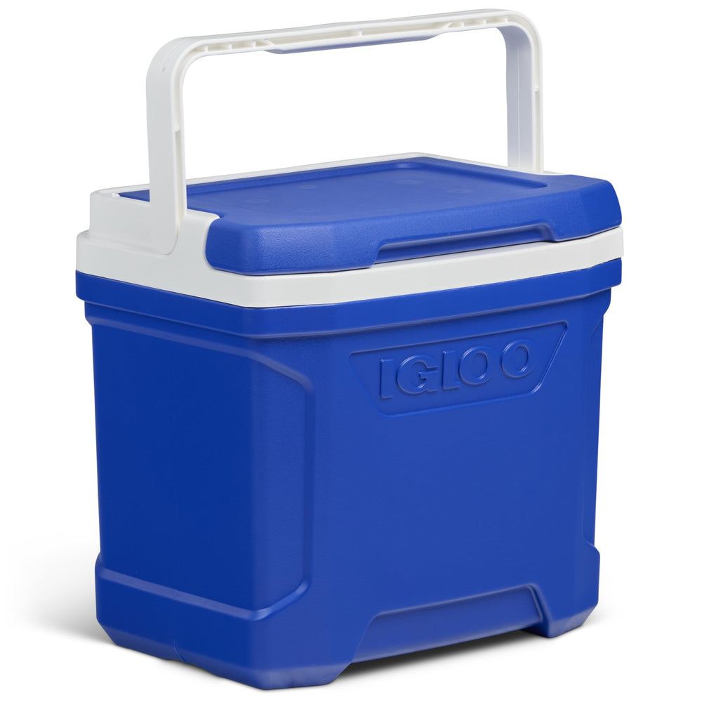 Igloo Profile 12-16 Qt cooler, front view, durable blue shell for on-the-go lunches.
