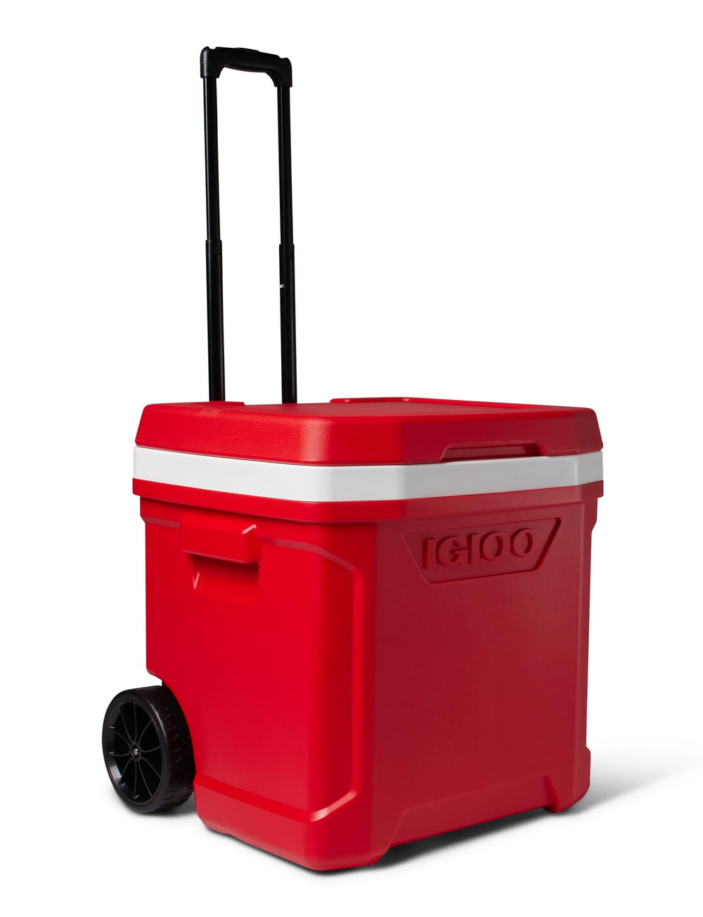 Igloo Red Profile II 60 Roller side view for portable outdoor cooling.