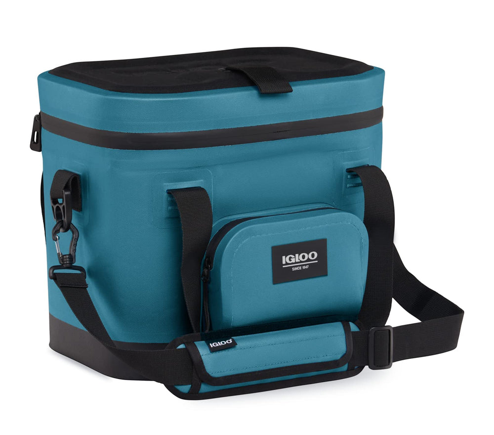 Igloo Trailmate 18-Can Cooler Bag with wheels, easy transport on rugged terrain.