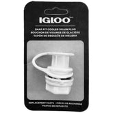 Igloo triple-snap drain plug close-up showing secure cap