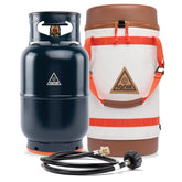 Ignik gas growler 10lb blue tank for extended camp stove use.