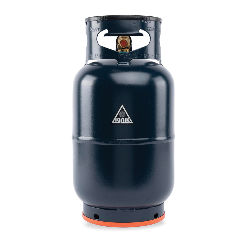 Ignik refillable gas growler 10lb blue front view for eco-friendly camping fuel.