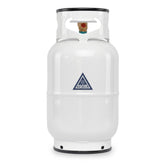 Ignik refillable gas growler propane tank 10lb white front view for portable outdoor cooking fuel.