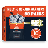 Ignik resealable hand warmers 50-pack provide up to 10 hours of heat for camping or dog walks