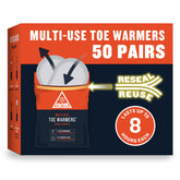 Ignik toe warmers packaging displays 50 pairs for outdoor warmth.