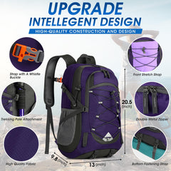 IGOLUMON 40L hiking backpack side pocket keeps items organized.