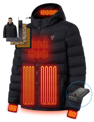 iHood heated jacket front heat panels deliver fast all-day warmth for winter outings.