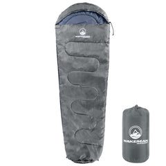 wakeman mummy sleeping bag black closed hood for warmth on chilly nights