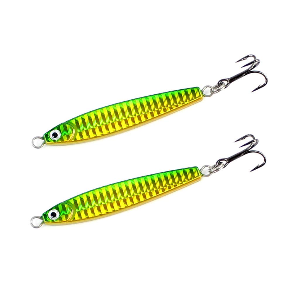 Clarkspoon Stick Jig 2 Pack in green/chartreuse, versatile casting and jigging for albacore.