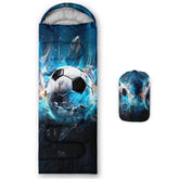 UEVBF Kids Camping Sleeping Bag – All-Season, Waterproof, Football Pattern, Lightweight Outdoor Sleep