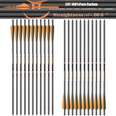 Sanlida Archery Warpath 8 - 24-Pack Carbon Crossbow Bolts, 0.006-inch Straightness, Removable Tips & Moon Nocks