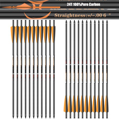 Sanlida Archery Warpath 8 - 24-Pack Carbon Crossbow Bolts, 0.006-inch Straightness, Removable Tips & Moon Nocks
