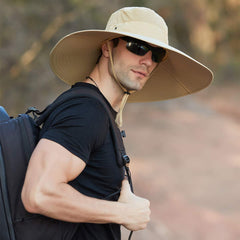 Leotruny Super Wide Brim Bucket Hat UPF50+ Waterproof Sun Hat – Khaki C03 (Fishing, Hiking, Camping)