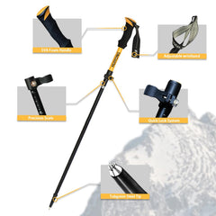 HUINING Foldable Hiking Poles – Ultralight Aluminium Trekking Poles, 110-130 cm