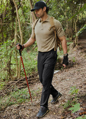 Libin Men's Hiking Pants with 8 Pockets 30" Lightweight Stretch Cargo Work Pants Quick Dry Water Resistant Travel Outdoor, Black, 38W x 30L