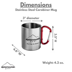 Alpine Mountain Gear Stainless Steel Carabiner Mug — 9 oz Camping Cup by Caddis Sports