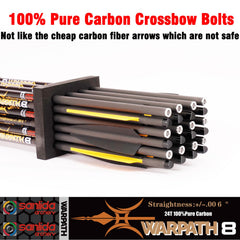 Sanlida Archery Warpath 8 - 24-Pack Carbon Crossbow Bolts, 0.006-inch Straightness, Removable Tips & Moon Nocks