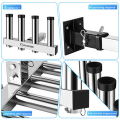 GADFISH Stainless Steel Hitch Mount Rod Holder for 2-Inch Receivers | Quick Release Pin