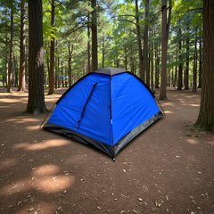 IMMT ST 1-person tent blue in outdoor settings for picnics and hikes.