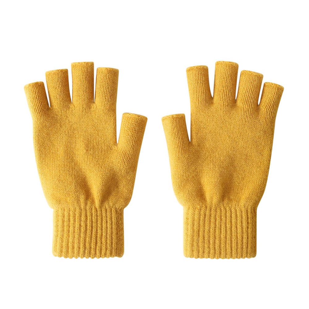 iMongol Pure Wool half-fingers gloves yellow offer warm, breathable comfort for outdoor use.