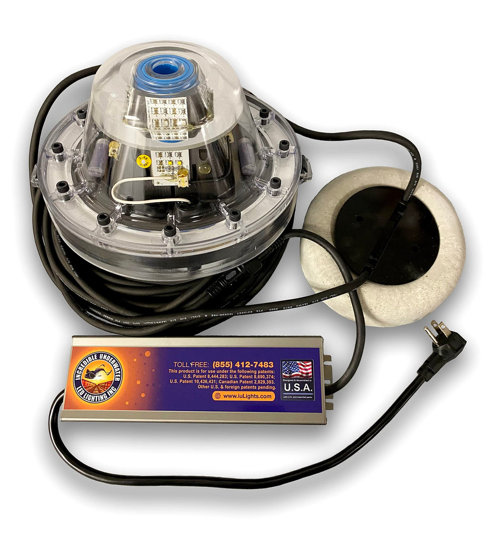 Incredible Underwater LED Lighting Mega-Watt Iris center beam blue white enhances fish visibility