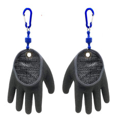 Inf-way fishing glove magnet release close-up showing rugged grip