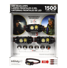 Infinity X1 headlamp 1500 lumens for bright night visibility on outdoor adventures