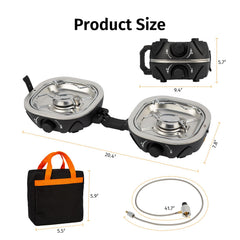 INFOOD propane-stove-heat-control-dials showing independent burners for flexible meals