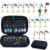 Inmorven 16-piece spinnerbait lures kit displayed with carry bag