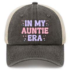 In My Auntie Era trucker hat front panel with bold text for casual style.