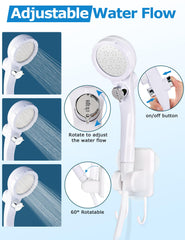 innhom portable camping shower flow-control knob adjusts spray for efficiency