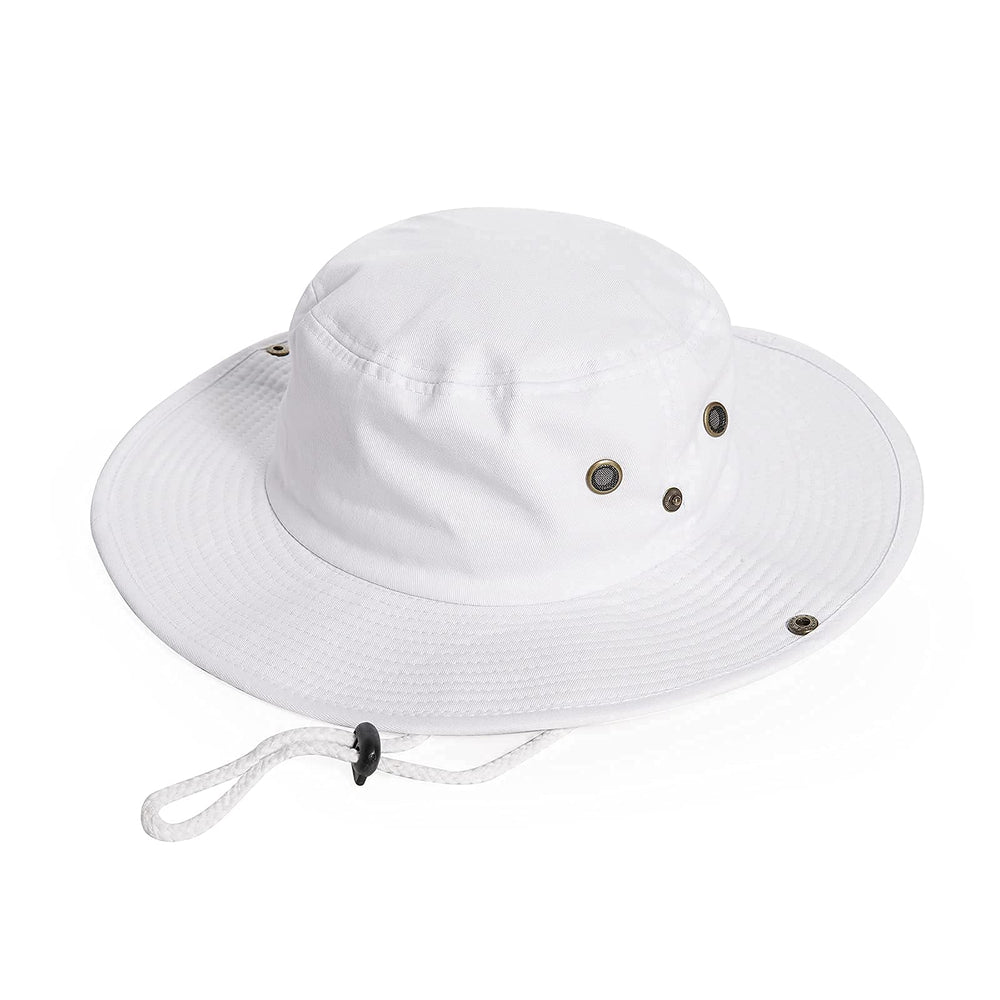 INOGIH cotton sun hat with wide white brim for sun protection.