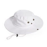 INOGIH cotton sun hat with wide white brim for sun protection.