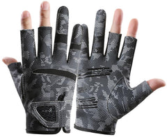 INOGIH Half-Finger UPF50+ fishing gloves showing palm grip for secure handling