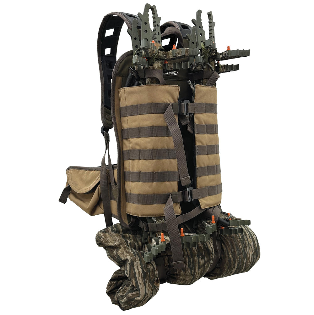 Insights Saddle Stalker Backpack front view highlights compact design for saddle hunts.