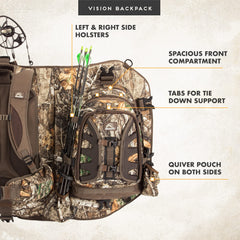 Insights Vision Bow Pack padded back panel delivers comfortable, stable carrying during long hunts.