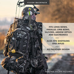 Insights Vision Bow Pack main compartment holds long bow and optics securely