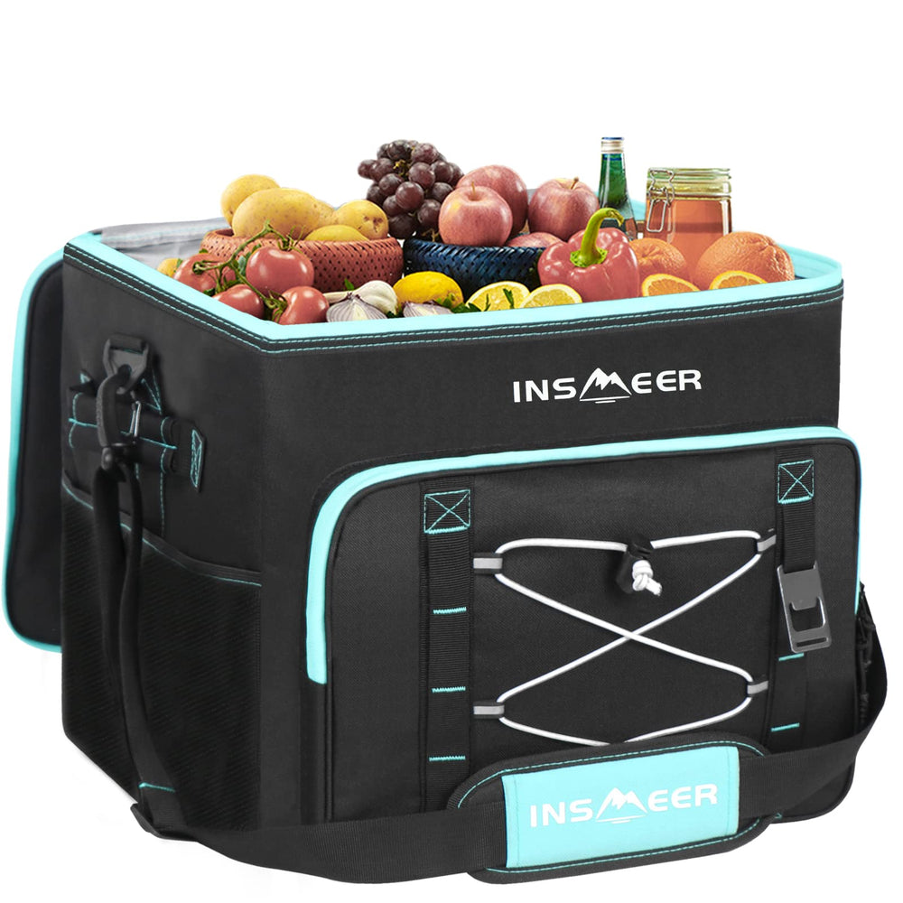 INSMEER cooler bag open shows wide interior for easy loading.