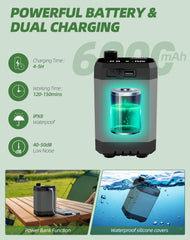 INSSISAIN camping shower with LED display shows battery level at a glance.
