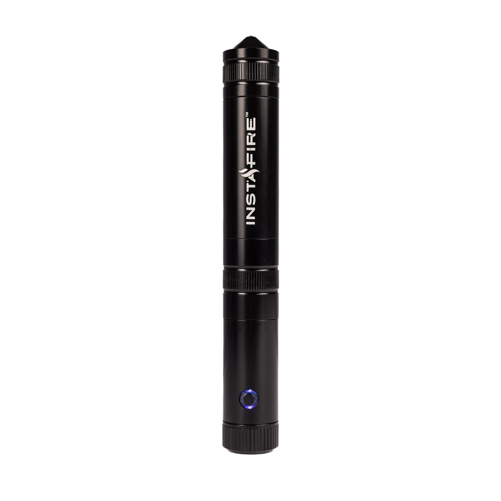 Insta-Fire Cross-Fire dual-arc lighter, front view, rugged outdoor-ready.